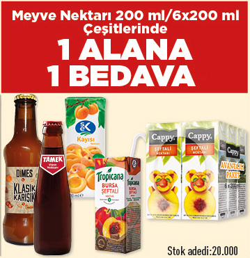Carrefoursa 200 mL meyve suları 1+1 bedava, tablet çikolatalar 3 al 2 öde