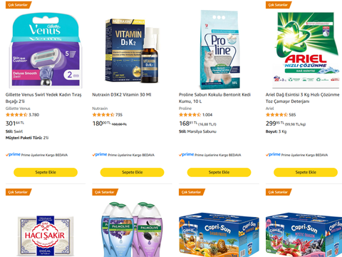 Amazon TEMEL TÜKETİM & GIDA & TEMİZLİK ve KOZMETİK ÜRÜNLERİ FIRSATLARI