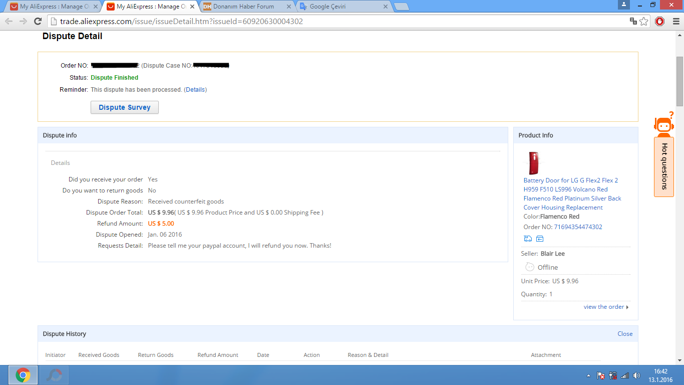  Aliexspress dispute açtım sonuç?