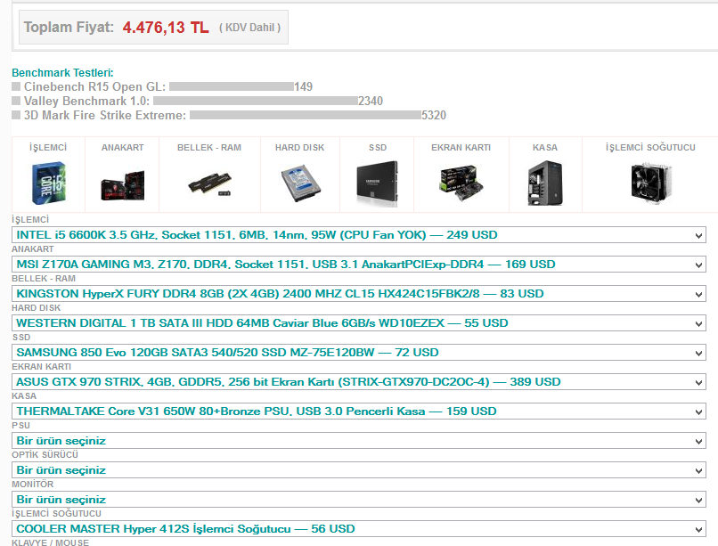  4000-4500 TL Her şey dahil sistem