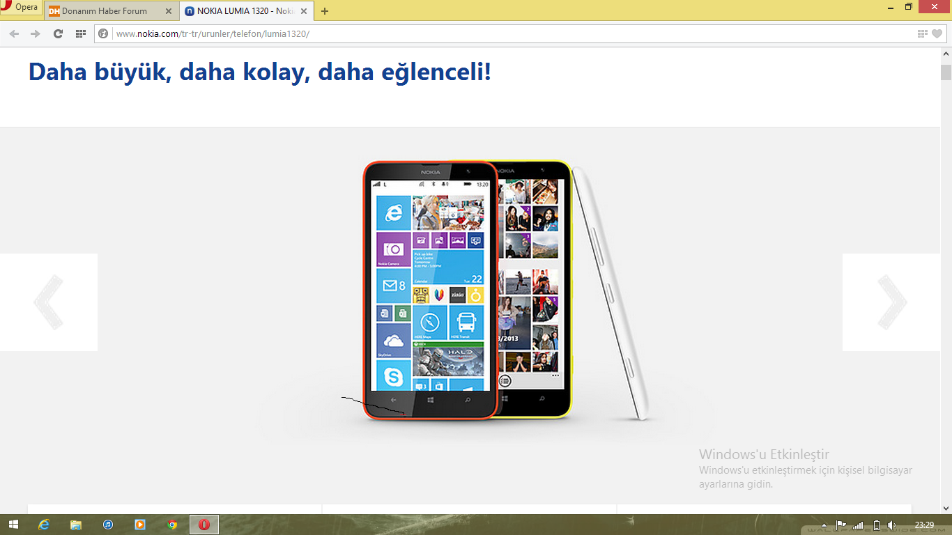  Nokia Lumia 1320 Ana Konu ( WP8 -DC İŞLEMCİ ) 6-inch ekran, 768x1020 ) 1GB RAM 3400 mAh 5 MP