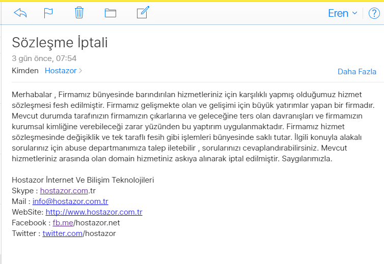  Hostazor Kalitesizliği Domainimi İptal Ettiler