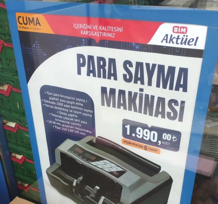 BİM para sayma makinesi satıyor