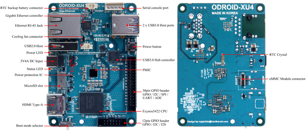  ODROID-XU4 Raspberry benzeri kart Exynos 5422 Cortex A15-A7 sekiz çekirdek 2GB Ram