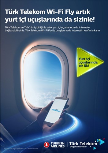 Türk Hava Yolları, Türk Telekom iş birliği ile yurt içi uçuşlarda Wi-Fi hizmeti sunmaya başladı
