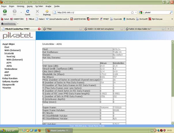  ADSL2+ 16 MBİT HIZ TESTLERİ MODEM DEĞERLERİ VE PROBLEMLERİ [GENEL BAŞLIK]