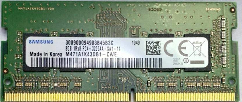 16 GB. (2x8 GB.) 3200 MHz. DDR4 SODIMM Samsung (M471A1K43DB1-CWE) Notebook RAM