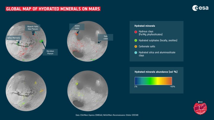 ESA tarafından paylaşılan yeni harita Mars'ta bulunan suyun yerini gösteriyor