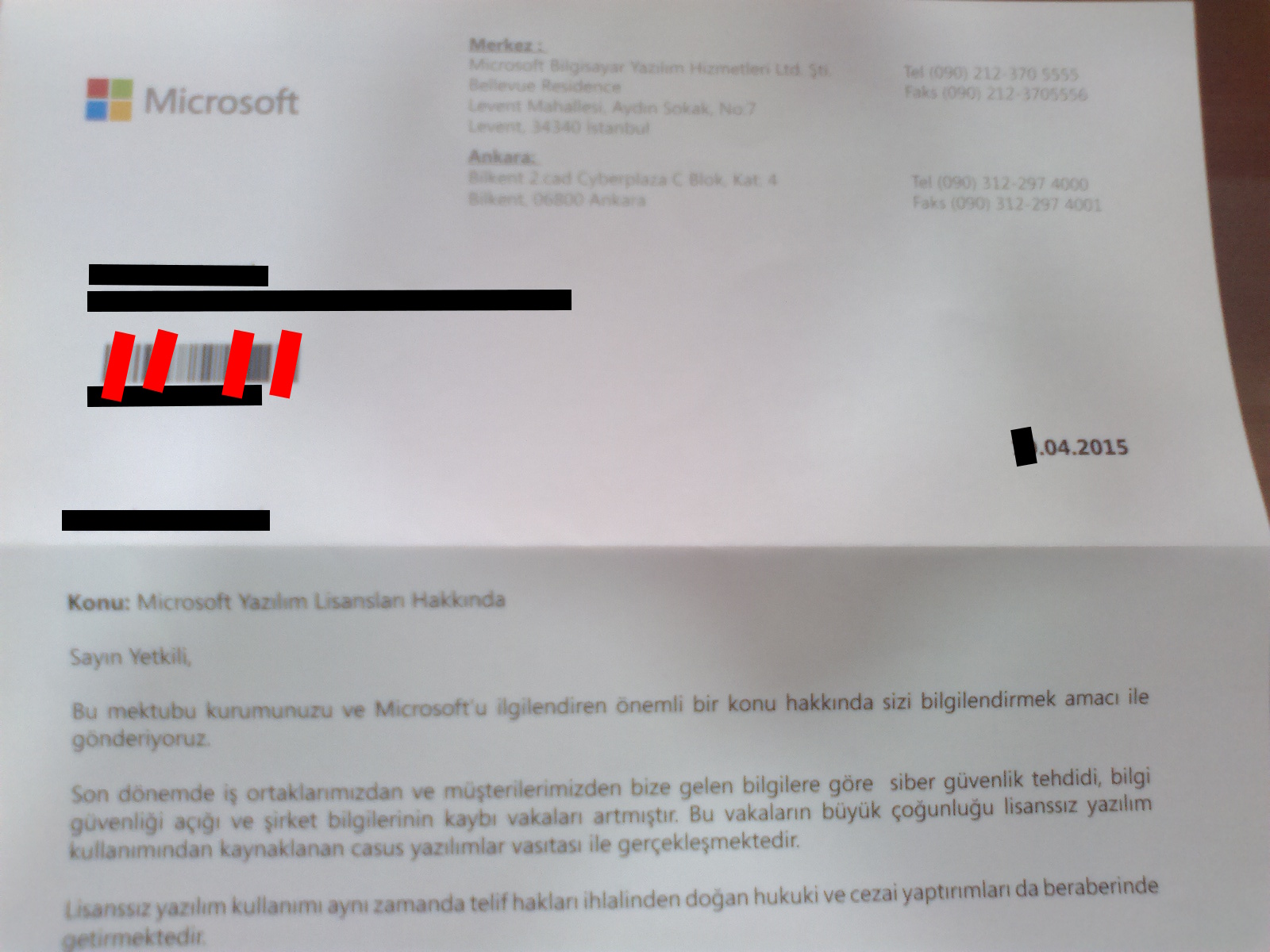  Microsoft'dan Tehtid Mektubu??