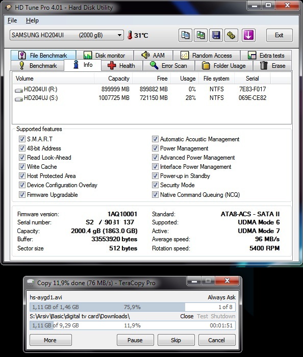  Samsung HD204UI  (2TB 5400rpm) Kullanıcı İncelemesi