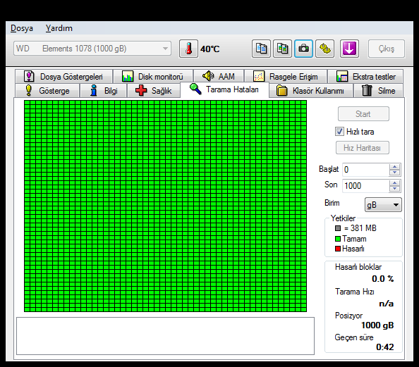  HD tune programlı ile harddisk testi resimli anlatım