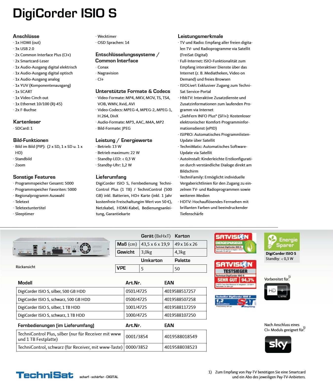  Technisat Digicorder Isio S 500Gb ( En İyi Görüntü & Ses ) ( D.T & D.S Tek Kutuda )