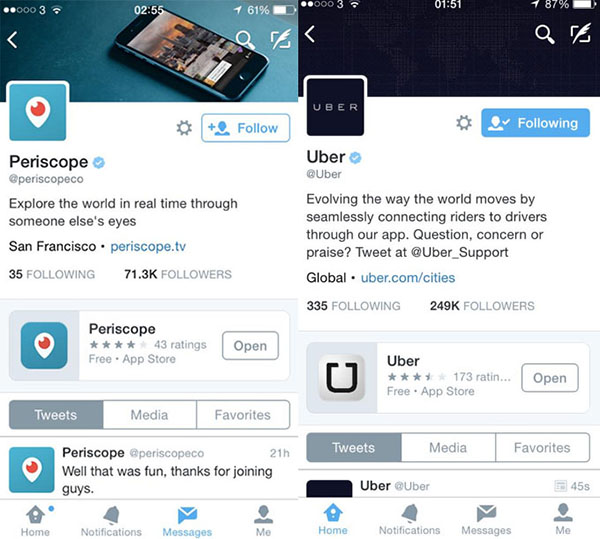 Twitter, yeni test süreciyle marka profillerine uygulama ekliyor