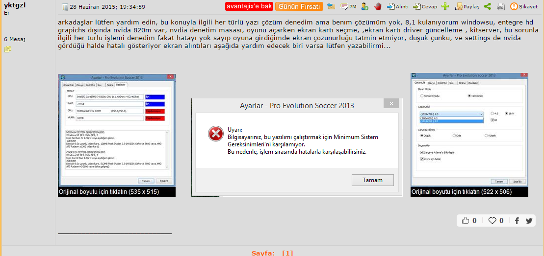  850m ekran kartı pes 13 yardım !