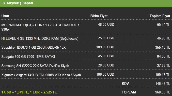  1100 tl bütçe ile sistem yardımı