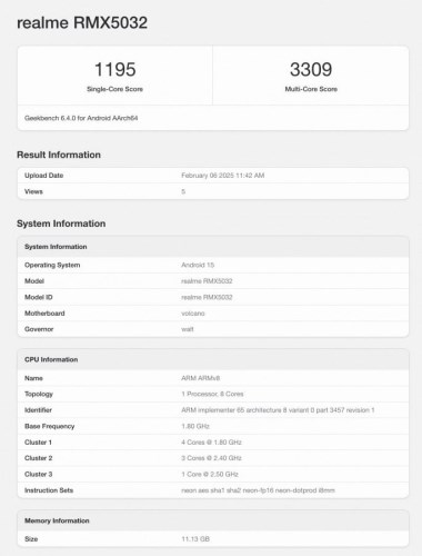 Realme P3 Pro, Geekbench’te Görüntülendi: Snapdragon 7s Gen 3 ve 12GB RAM