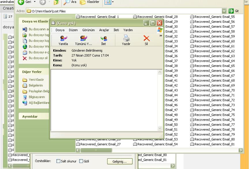  'Resimli' Formatlanmış bir bilgisayardan maillerimi kurtardım ama ?