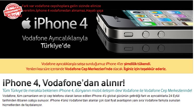  Vodafone'dan Iphone 4 Alacak Arkadaşlar Burada!