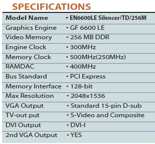  ASUS EN6600LE SILENCER 256MB DDR PCI Express Ekran Kartı