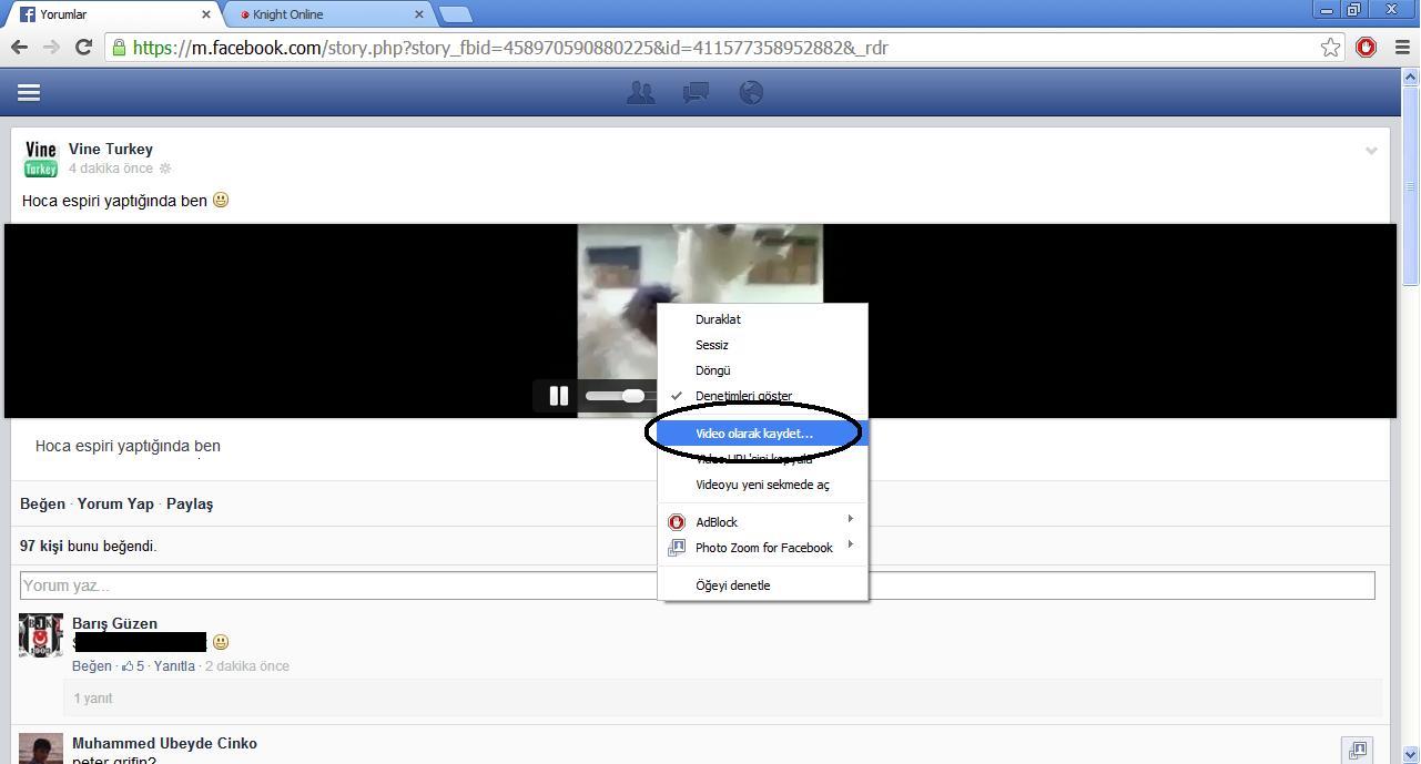  Facebook'tan 3 tıkla programsız video indirme. (3 resimde anlattık.)