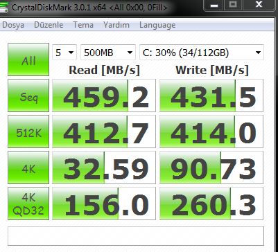  Team Xtreem S3 120GB AS SSD Benchmark - ATTO ve CrystalDiskMark Değerleri