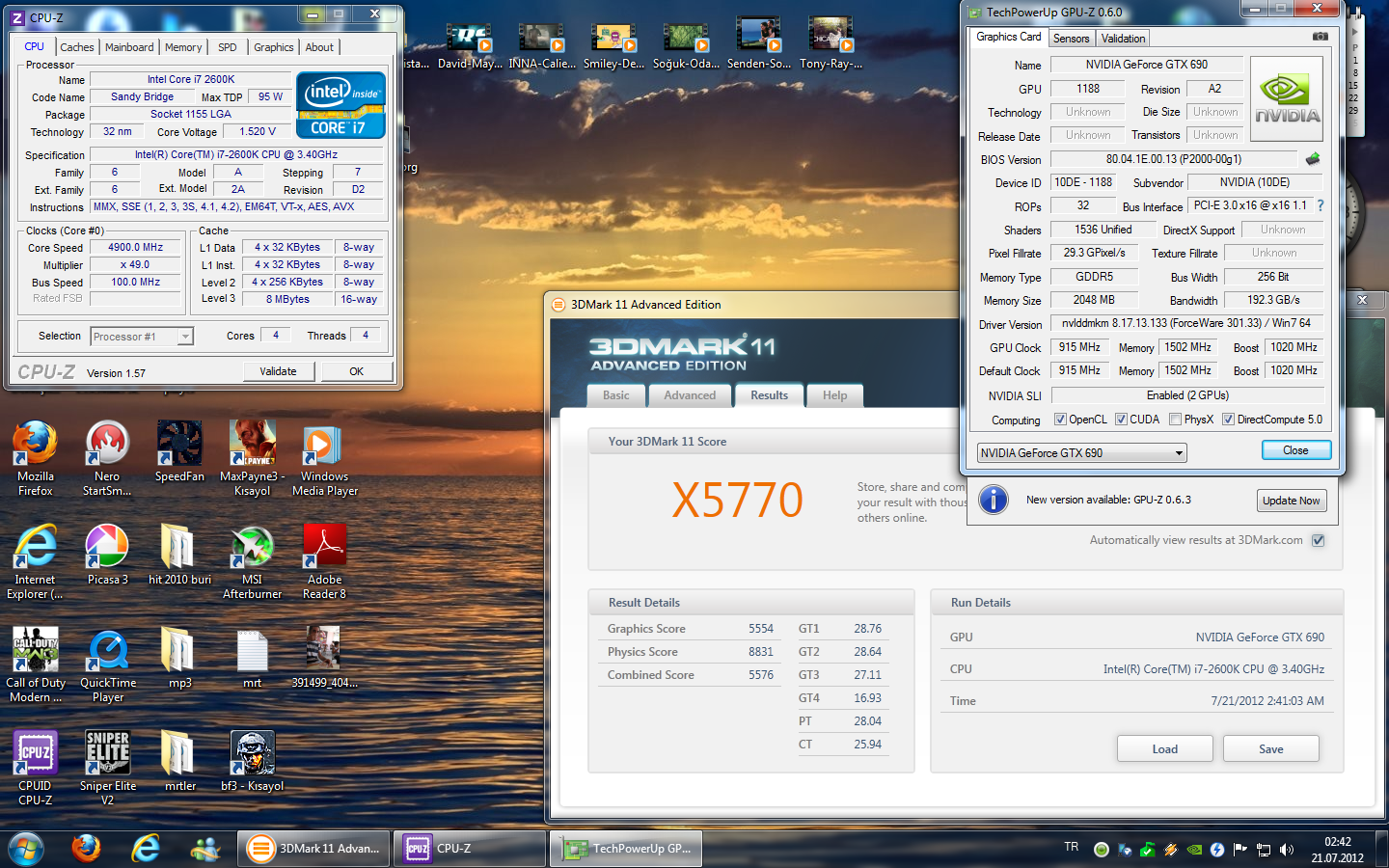  ZOTAC GTX 680 @1330 Mhz 3DMark 11 Extreme ( güncellendi )