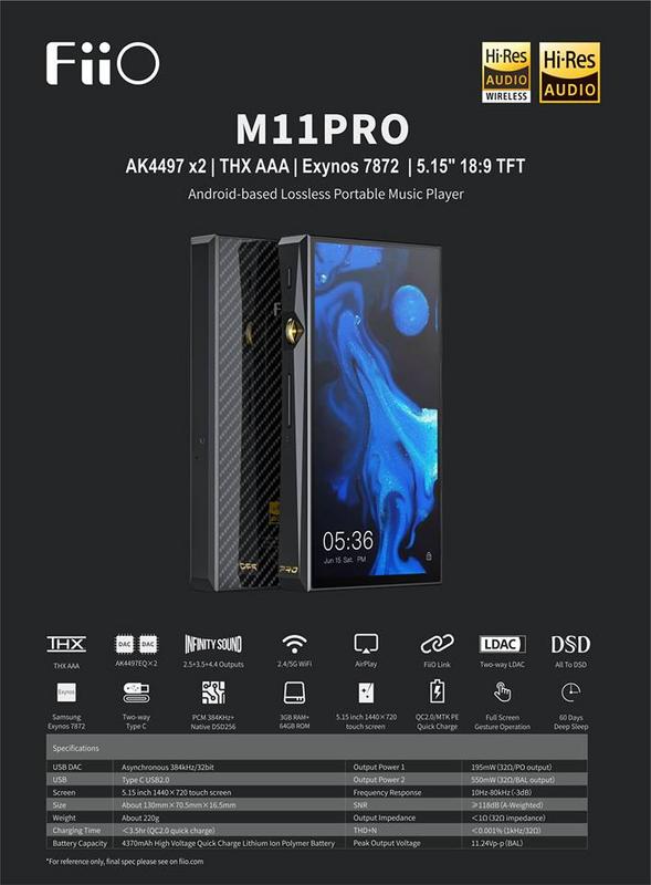 Fiio M11 Pro Çift AK4497EQ Bluetooth 5.0 Taşınabilir Müzik Çalar
