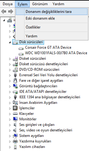  HDD yi PC görmüyor.