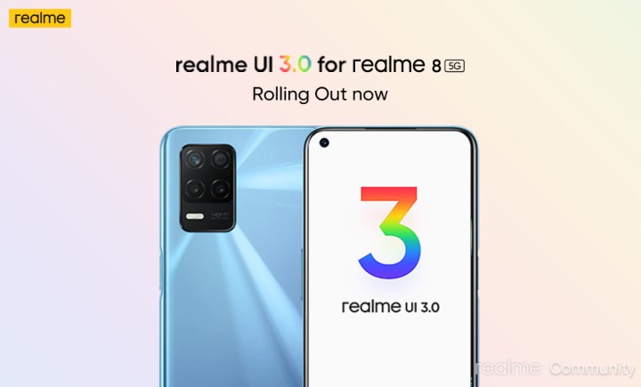 Realme 8 5G için Android 12 tabanlı Realme UI 3 güncelleme zamanı