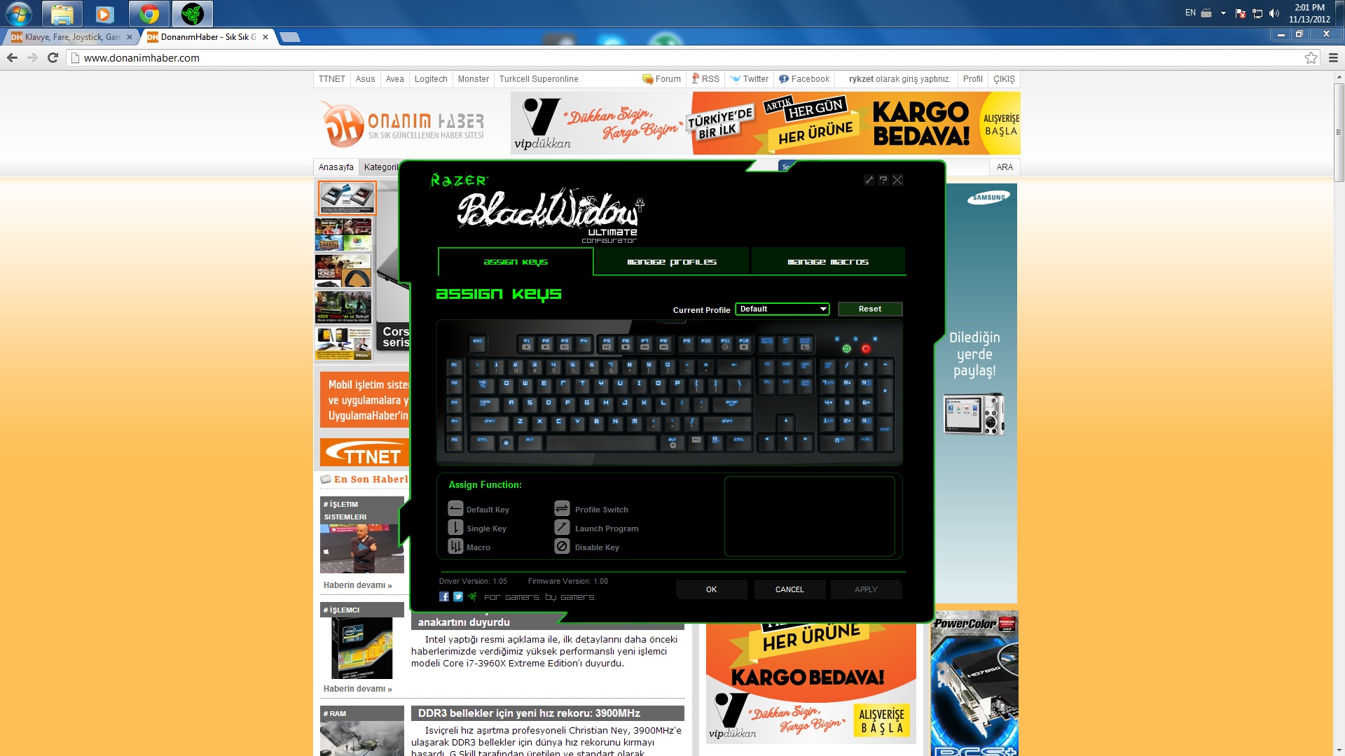  Razer Blackwidow Ultimate Mekanik Klavye inceleme