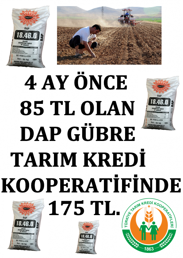 Gübre: 4 ay önce 85 lira,bugün 175 lira!