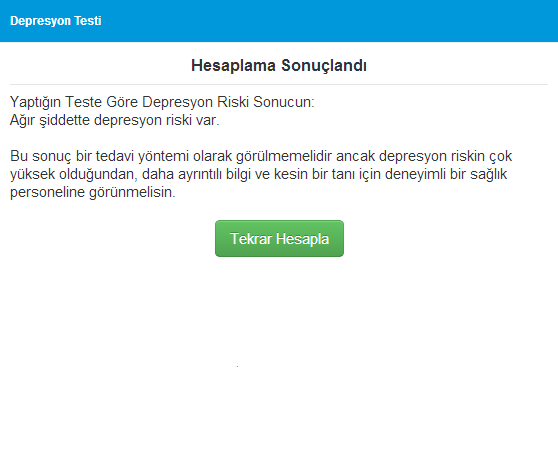 Buyurun Depresyon Testi Yapın Benimki Burada SS'Lİ