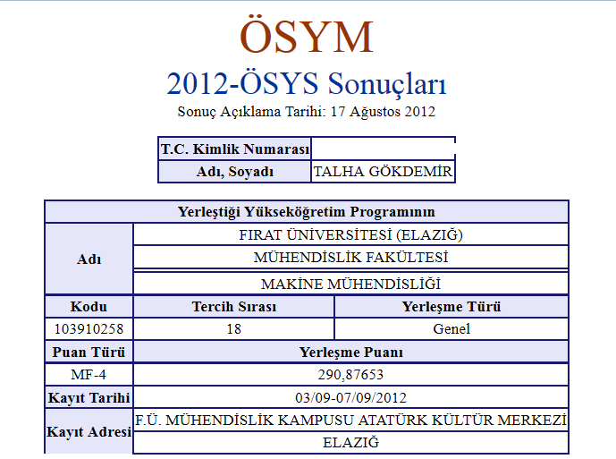  2012 ÖSYS TERCİH SONUÇLARI AÇIKLANDI#NEREYİ KAZANDINIZ?