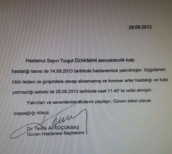  Turgut ÖZAKMAN(şu çılgın türkler) öldü!!!