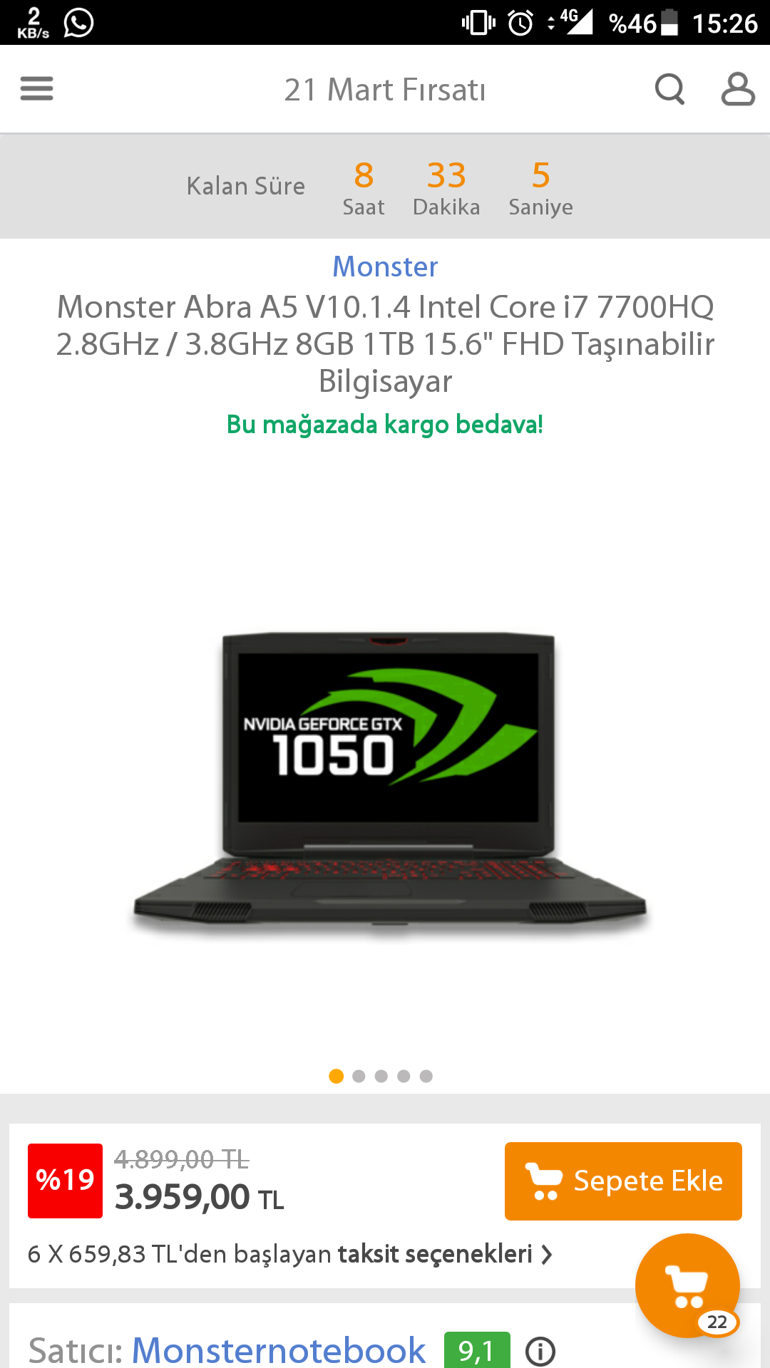 LENOVO IDEAPAD 700 CORE İ7 6700HQ 2.6GHZ-16GB DDR4-1TB HDD-15.6"-GTX950M 4GB-W10