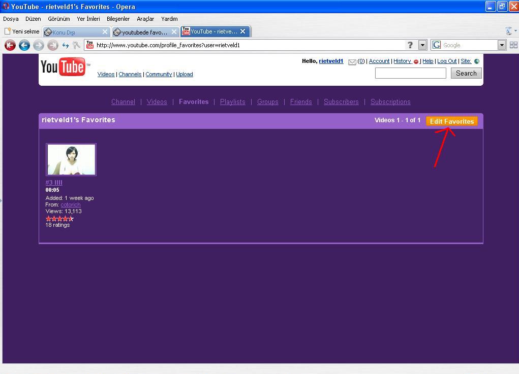  youtubede favoriyi kaldırma