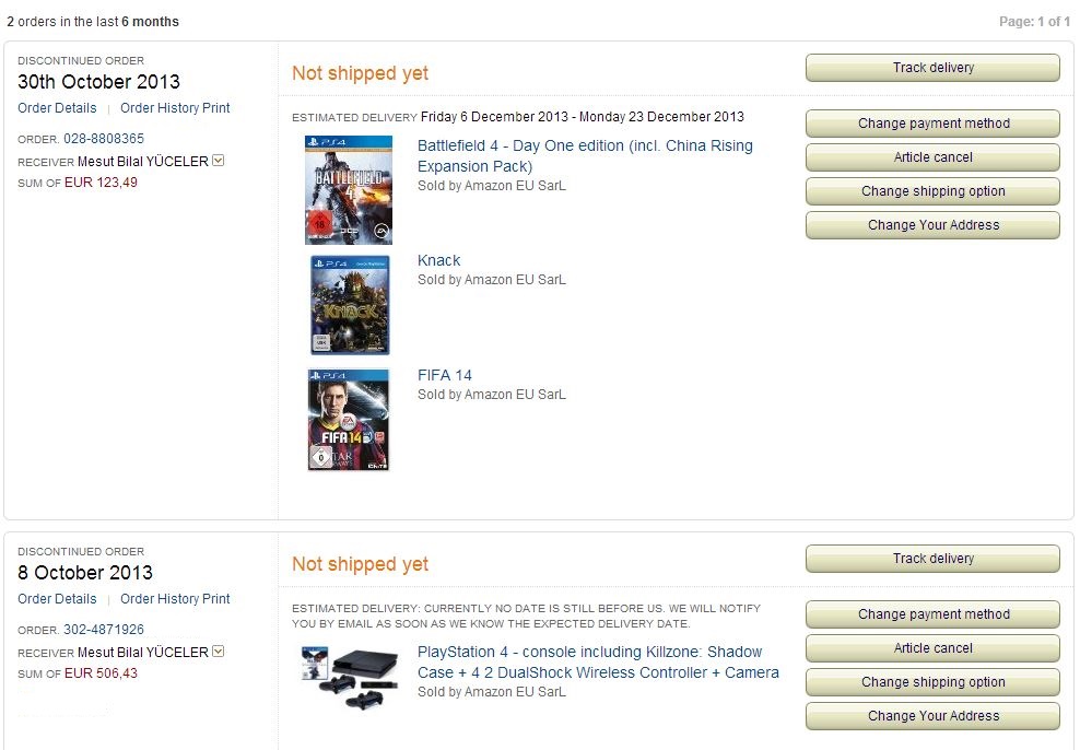  Amazon.de PS4 Ön Siparişi... PS4 + Killzone: S.F. + 2. DS4 + Kamera 1579 TL!!!