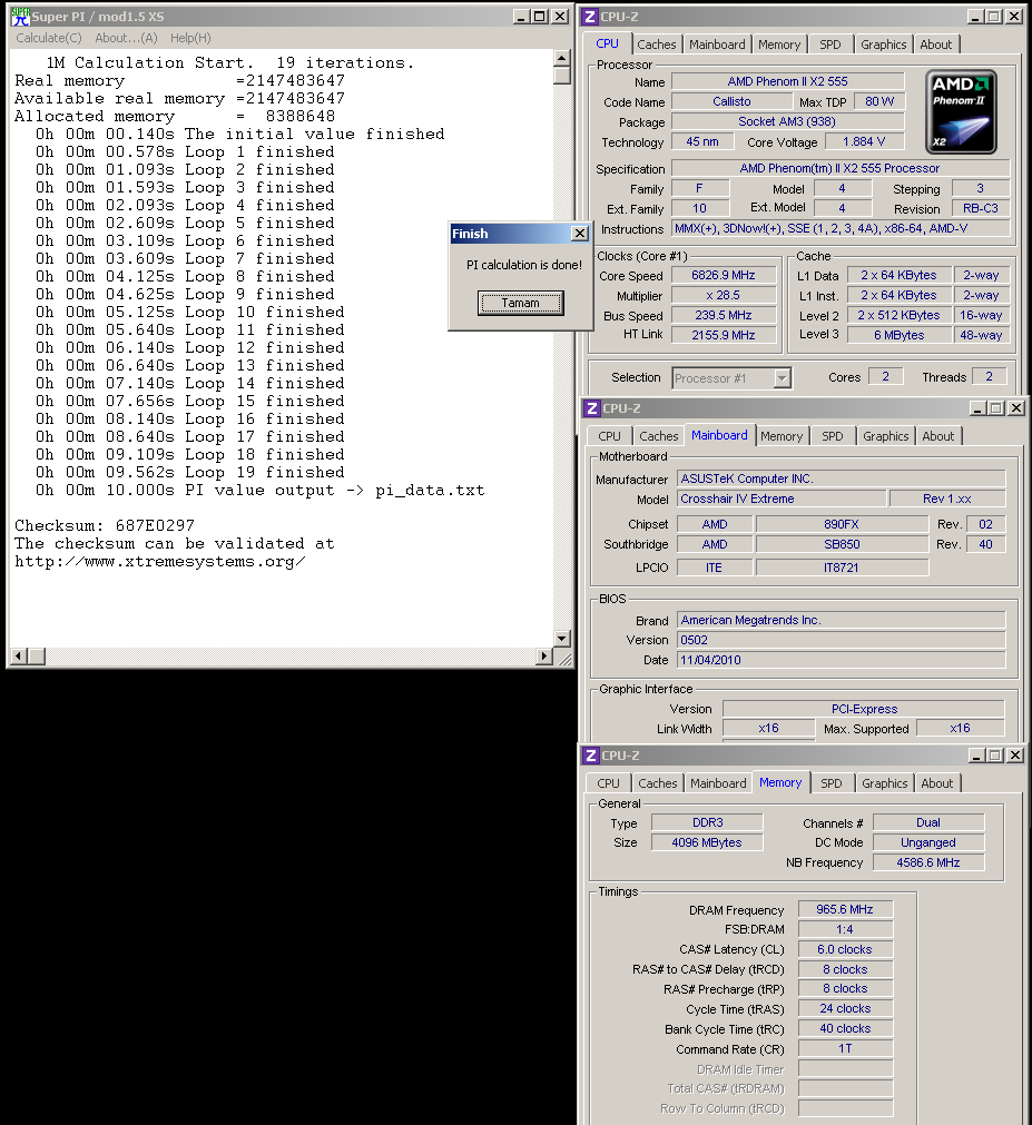  ASUS Crosshair IV Extreme ve AMD Phenom II X2 555 BE Ln2 Testleri..