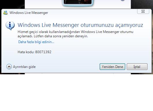  Windows live messenger sorunu !!!
