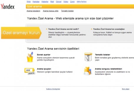 Yandex site içi özel arama motoru hizmetini başlattı