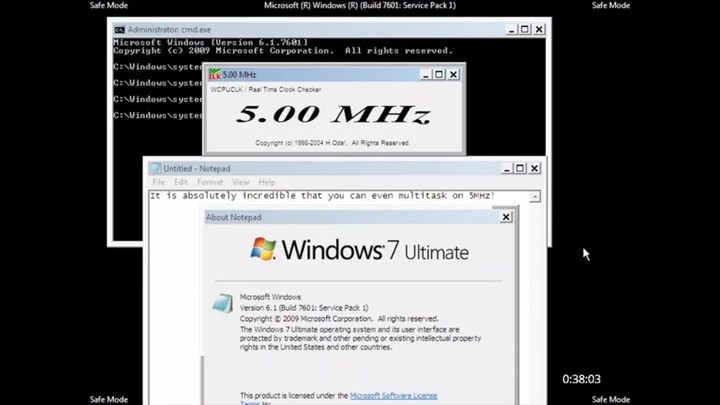 5 Mhz işlemciyle Windows 7 çalıştırıldı: Açılması yarım saat sürdü