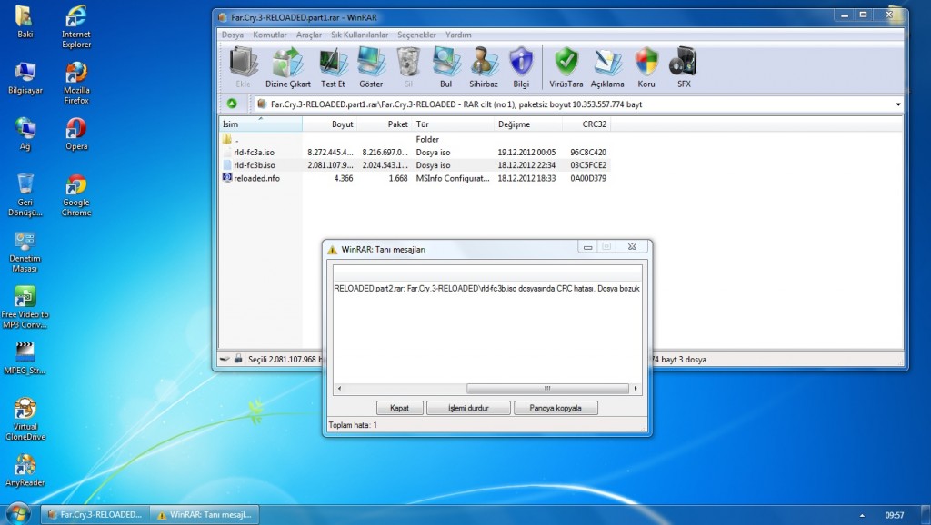  Winrar crc hatası düzeltilir mi ?