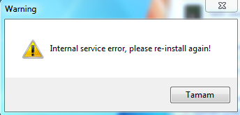  internal service error re-install   hatası