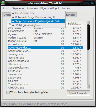  Windows açılışında Otomatik Task manager ı çalıştırma.