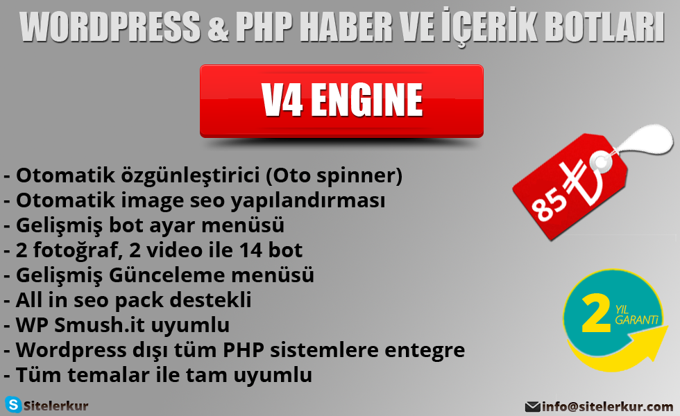  Wordpress & PHP Haber ve İçerik botları - Otomatik özgünleştirici (Oto Spinner)