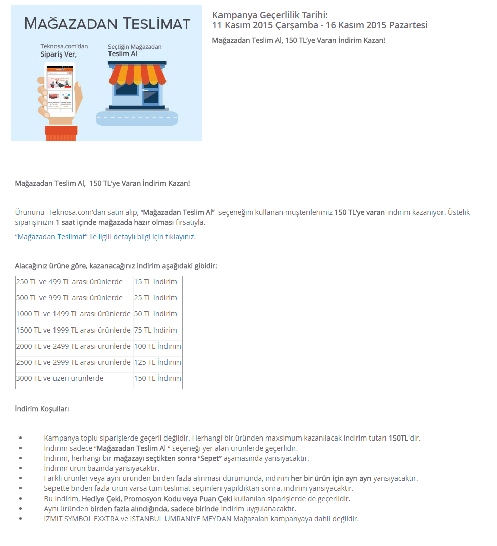  Teknosa Mağaza TeslimSiparişlere 150TL Varan İndirim+500TL Varan Hediye Çeki+100TLBONUS