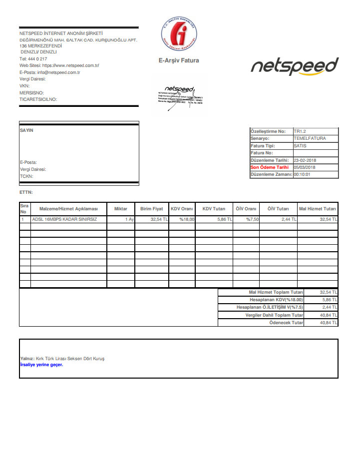 NetSpeed İlk Faturamı Aldım!