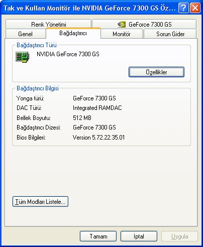  ONBOARD EKRAN KARTININ RAM YEMEMESI ICIN?