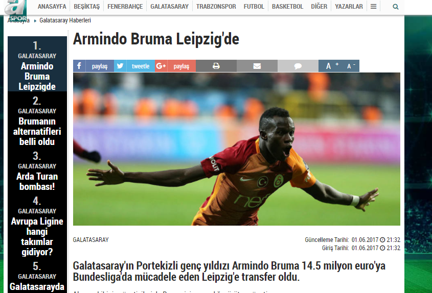 Bruma satıldı 14.5 Milyon Euroya hayırlı olsun [:D] leipzig