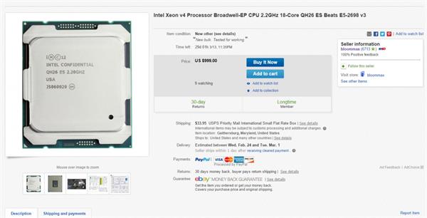 Intel'in henüz piyasaya çıkmamış 18 çekirdekli Xeon işlemcisi eBay'de göründü
